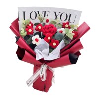 Bothyi - Ramo De Flores De Ganchillo Para Tejer En Las Fiestas, Ideal Para Cumpleaños, Día De Acción De Gracias, Rosa Roja