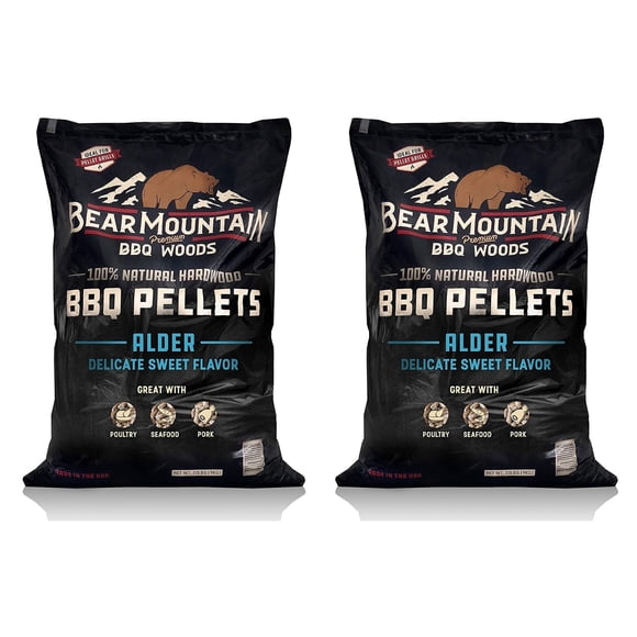 Pellets de madera para BBQ Bear Mountain de aliso, bolsa de 9 kg (paquete de 2)