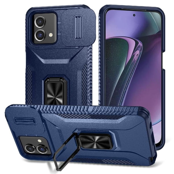 Funda Armada para Motorola Moto G Stylus 5G 2023 con Tapa Deslizante y Soporte Magnético Giratorio Azul