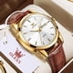 thumbnail image 3 of Reloj OLEVS de cuero marrón dorado impermeable para hombre, 3 of 9