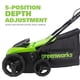 thumbnail image 3 of Descompactador Greenworks 13A de 14 pulgadas con cable, rastrillo 2 en 1 para césped, 3 of 9