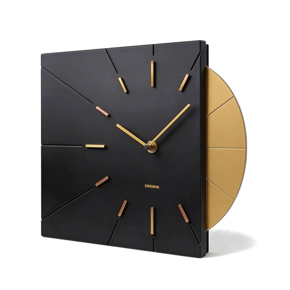 Reloj de pared Driini negro y dorado 35 × 30 × 4 cm (batería)