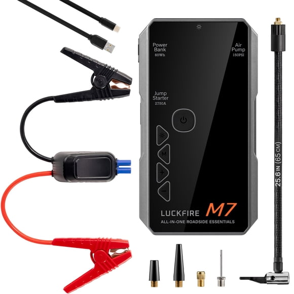 Batería de coche Jump Starter Luckfire M7 con compresor de aire de 150 psi