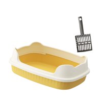 Magideal - Caja De Arena Para Gatos De Entrada Baja Para Gatos Domésticos, Caja De Arena Portátil Resistente, Fácil De Limpiar, Caja De Arena, Caja De Arena Para Amarillo