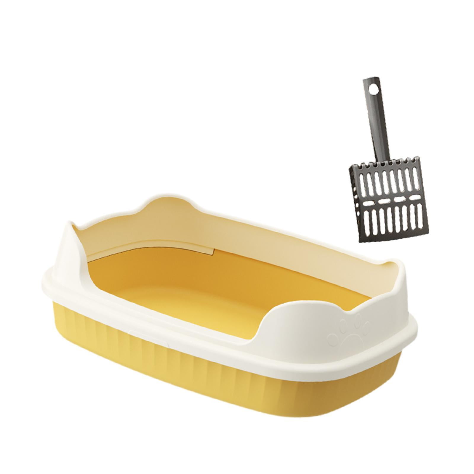 Magideal - Caja De Arena Para Gatos De Entrada Baja Para Gatos Domésticos, Caja De Arena Portátil Resistente, Fácil De Limpiar, Caja De Arena, Caja De Arena Para Amarillo