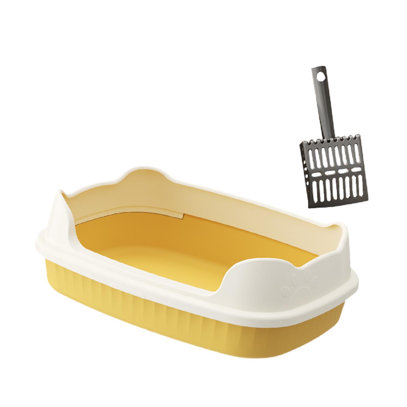 Magideal - Caja De Arena Para Gatos De Entrada Baja Para Gatos Domésticos, Caja De Arena Portátil Resistente, Fácil De Limpiar, Caja De Arena, Caja De Arena Para Amarillo