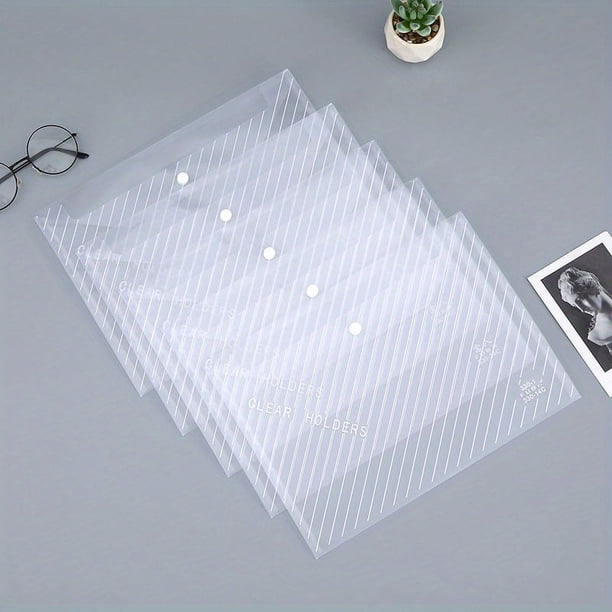 10pcs A4 File Bags - Transparent, Diagonal Test Paper Buckle Storage - Perfect Office Organizer & Back To School Supplies
