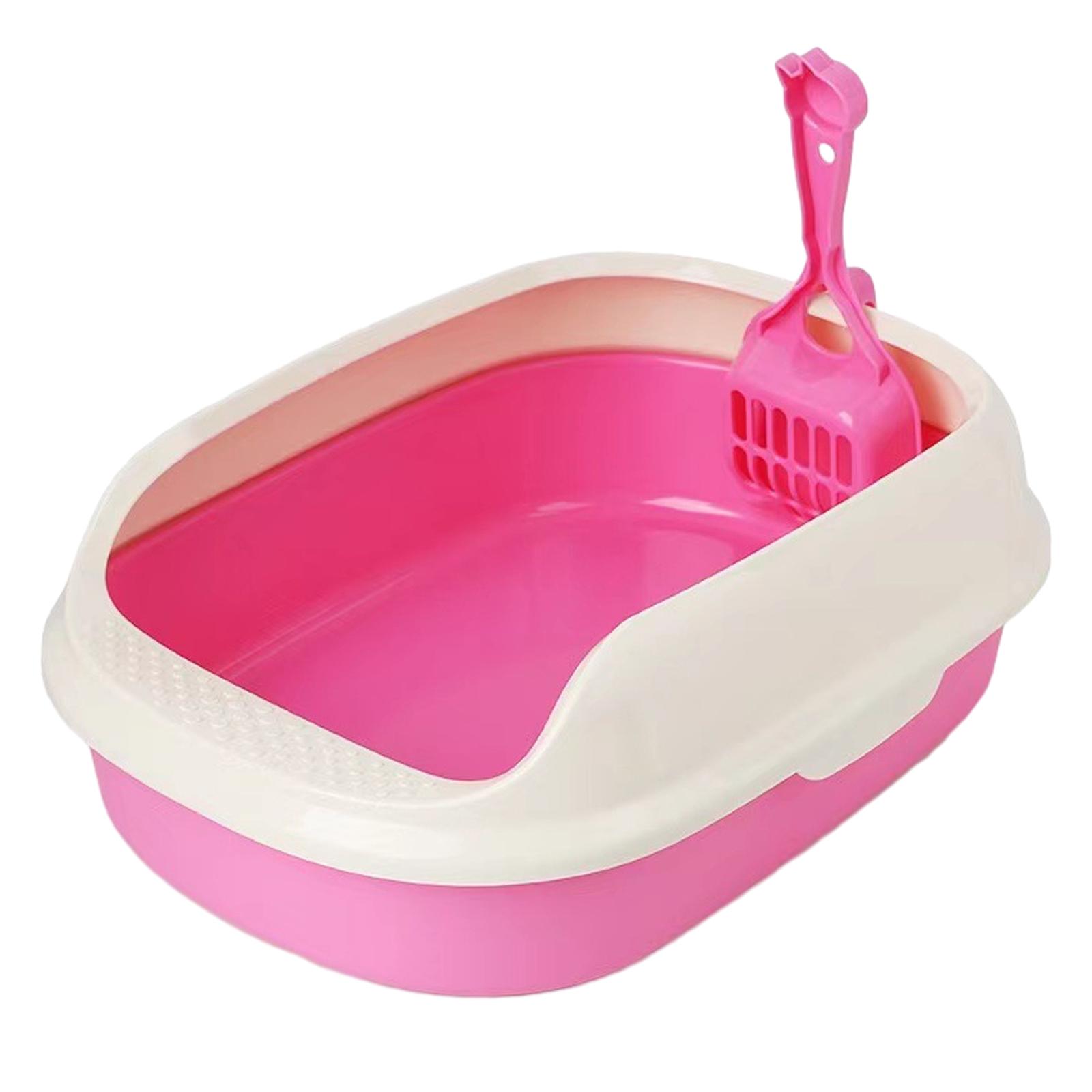 Magideal - Caja De Arena Para Animales Pequeños, Portátil, A Prueba De Salpicaduras, Colcha Semicerrada, Inodoro Para Gatos, Fácil De Limpiar, Bandeja De Arena P Rosado Rojo