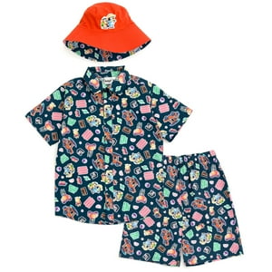 Set De Ropa Bluey Bingo Para Niños Pequeños, Camisa, Pantalones Cortos, Sombrero, 2T