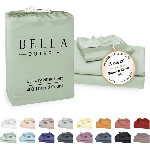 Sábanas Bella Coterie Twin 400 Hilos 100% Viscosa de Bambú 18 in