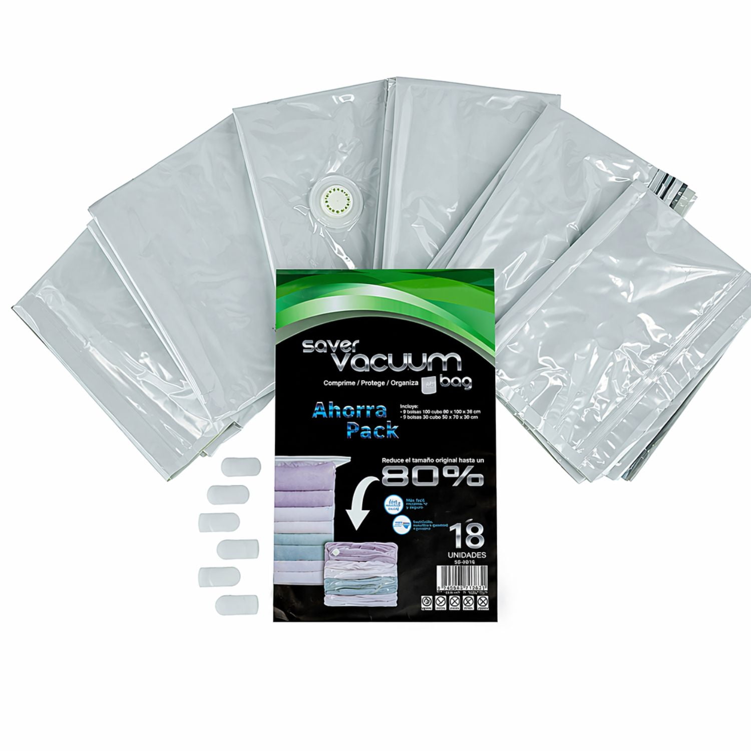 Saver Vacuum Bag - Pack Ahorro 18 Bolsas Ahorra Espacio Svb 3d Cubo