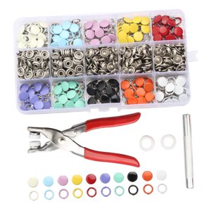 Magideal - Botones A Presión De Metal, Herramienta De Cierre A Presión Con Caja De Almacenamiento, 9,5Mm, 10 Colores, Botones Multifunción Para Manualidades Diy,