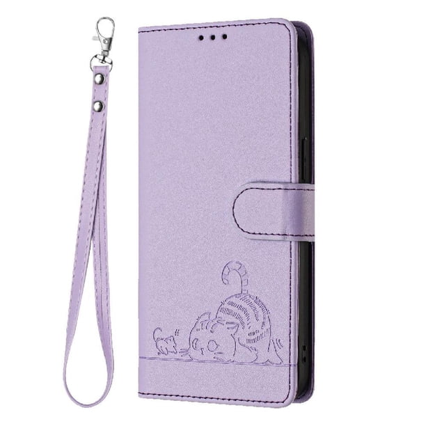 Funda tipo cartera FOXDOCK para Realme C67 5G con soporte, ranuras, RFID, diseño de gato