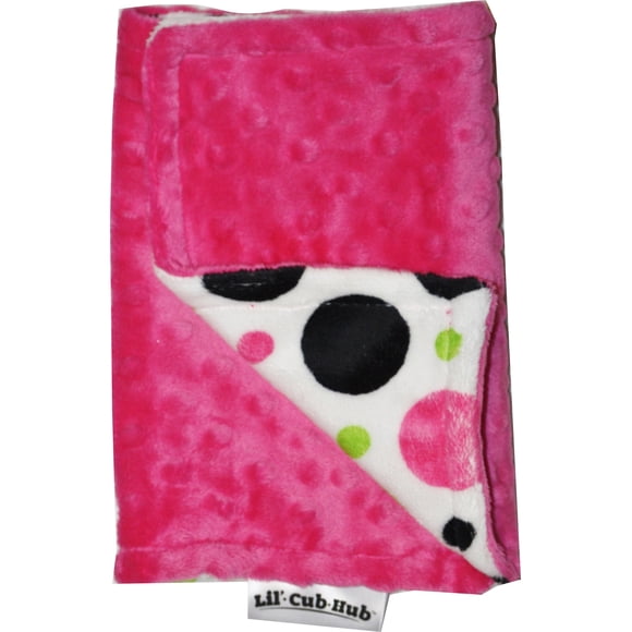 Paño para eructar Lil' Cub Hub de minky con estampado de círculos rosa intenso/puntos