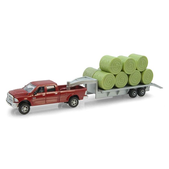 Remolque ERTL Dodge Pickup fundido a escala 1:64 con fardos