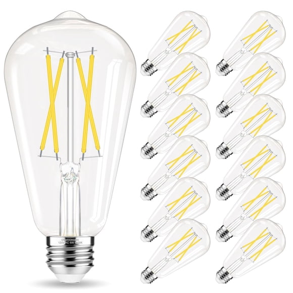 Bombilla LED GVVooHome Edison, 6 W, 600 lm, 4000 K, E26, paquete de 12