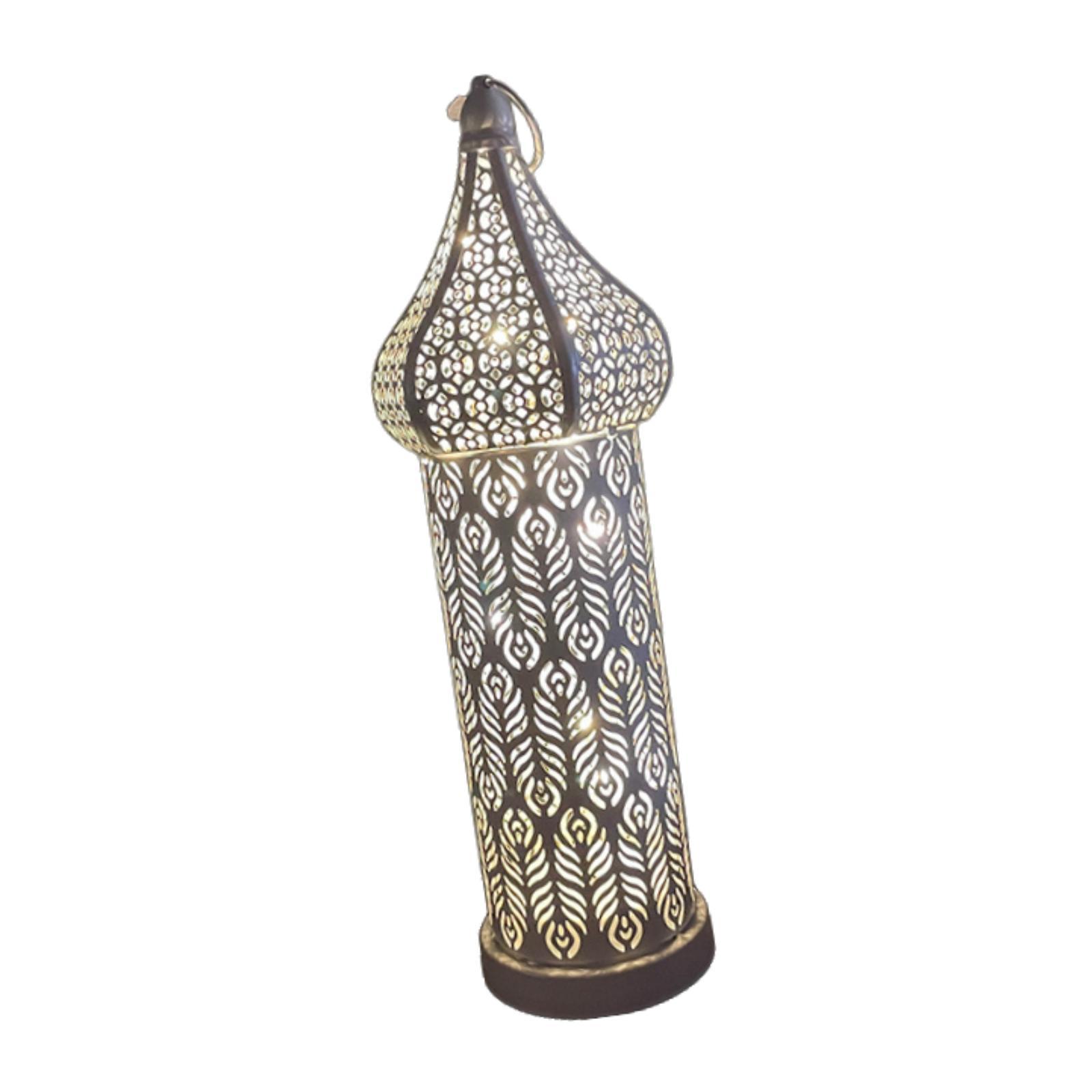Magideal - Lámpara De Pendiente Decorativa Artesanías De Hierro Hueco House Atmósfera De Iluminación Mesa De Iluminación Luz De La Noche Para La Boda Del Jardín L