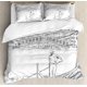 thumbnail image 1 of Indie Duvet Cover Set Group of Funky Monsters Society Different Expressions Abstract Groovy Doodle Style Decorative 3 Piece Bedding Set, 1 of 3