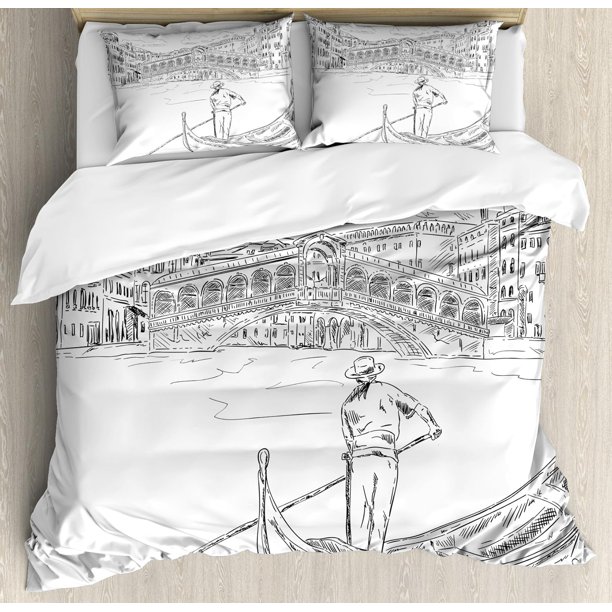 Indie Duvet Cover Set Group of Funky Monsters Society Different Expressions Abstract Groovy Doodle Style Decorative 3 Piece Bedding Set