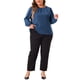 thumbnail image 2 of Agnes Orinda Tallas Grandes Ropa de Halloween para Mujeres Cuello Redondo Plisado Trabajo Oficina Blusas de Manga Larga Camisas 3X Azul, 2 of 6