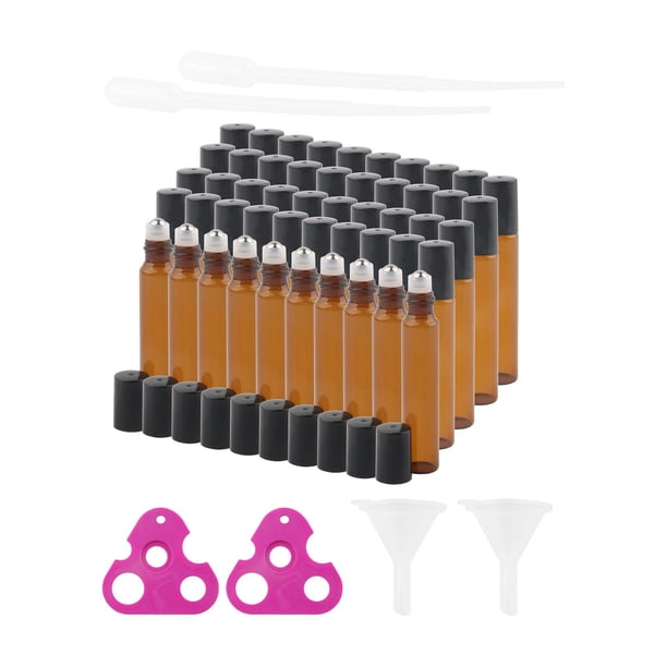 Botella Rollerball De 10 Ml Vial Portátil De Vidrio Vacío A Prueba De Fugas Roll On Container Para Aceites Corporales Almacenamiento De Perfume Viaje 50 Pcs
