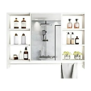Crusec - Mueble Organizador De Baño 90X12X70 Cm Con Espejo 6 Niveles