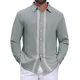 thumbnail image 1 of Camisas de Lino con Botones de Manga Larga y Bloque de Color con Encaje para Hombre M Gris, 1 of 5