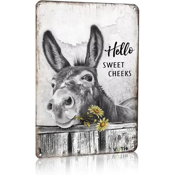 Letrero aluminio burro divertido 20x30 cm buen culo rústico decoración hogar humorístico granja baño retro placa cafetería