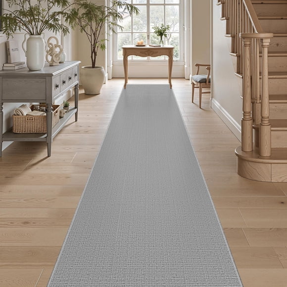 ALFOMBRA Art&Tuft 2 x 305 cm Antideslizante Gris de Pelo Alto y Bajo