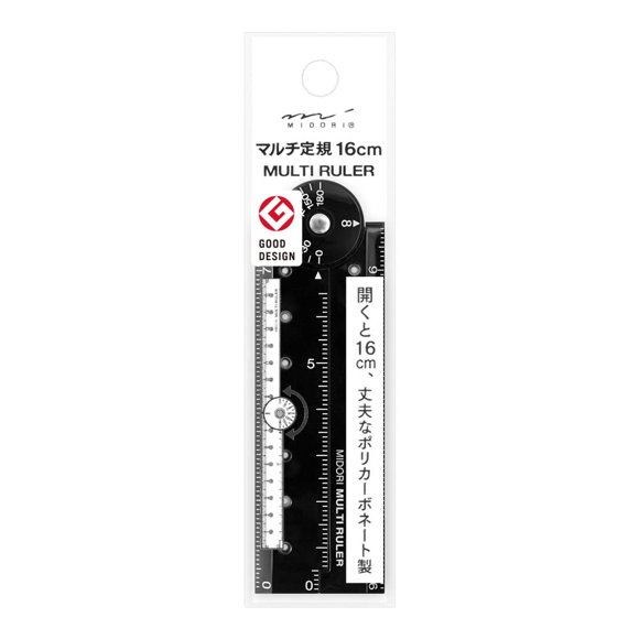 Regla Midori 16 cm Negra Multi‑Regla