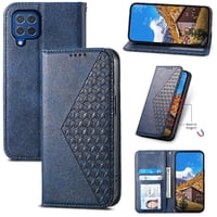 Funda Flip Foxdock Para Samsung Galaxy M62 , Estilo Billetera Con Diseño Rombo, Correa De Mano Y Soporte, Uso Diario