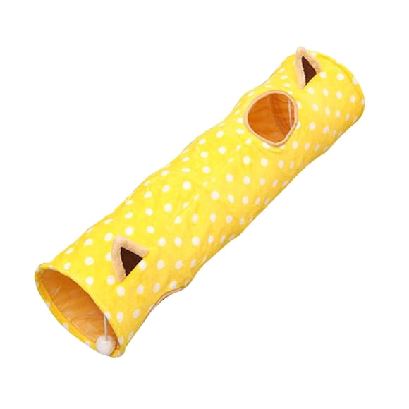 Kitten Tunnel Puppy Rabbit Mirillas Play Fun Toy Tube Plegable Amarillo