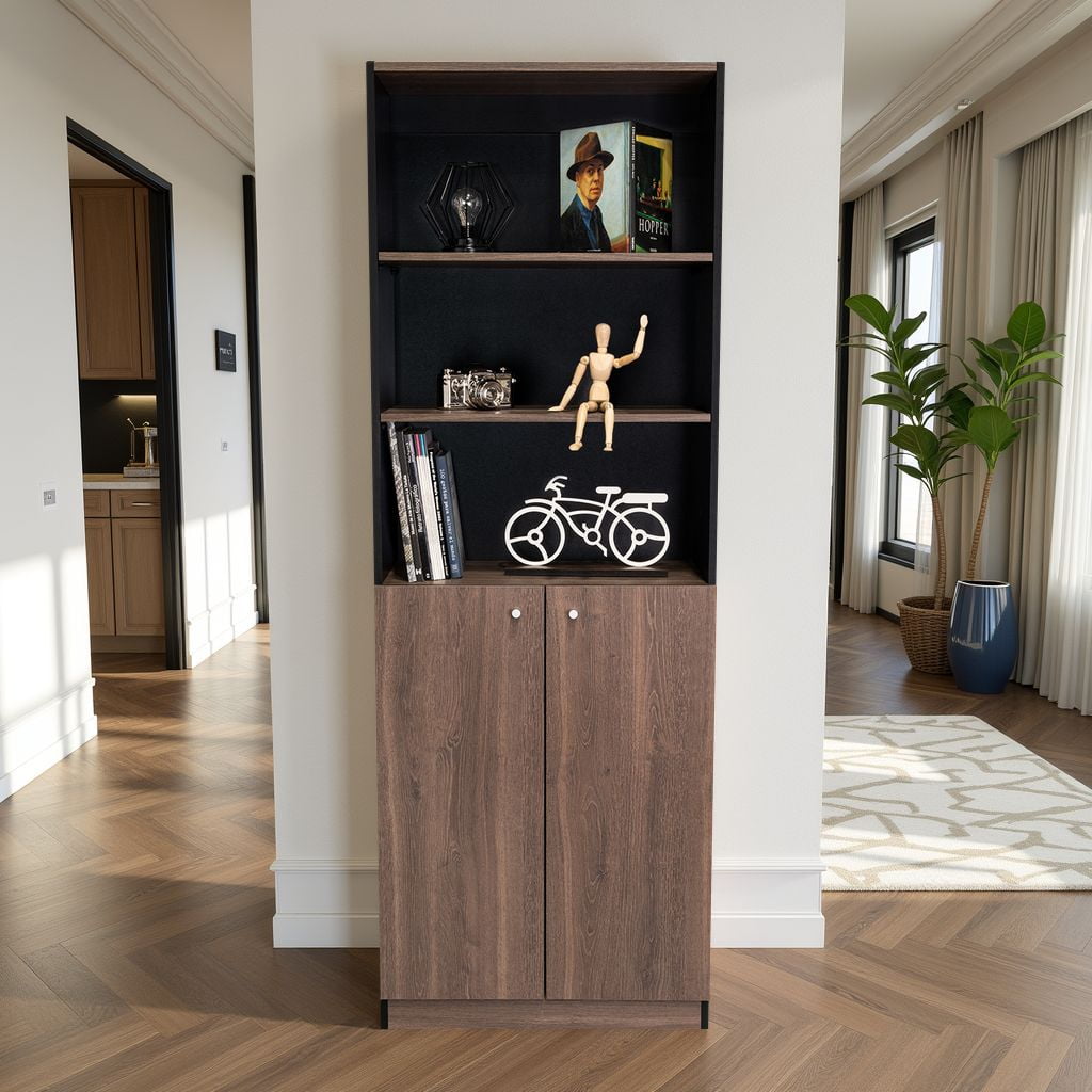 Tuhome - Estante 2 Puertas Home E4 180,6x62,8x29,9 Cm Wengue Y Milan