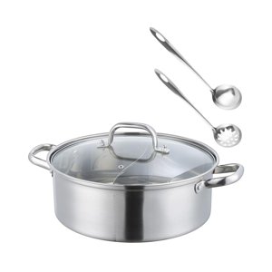 Magideal - Olla Caliente Shabu Shabu Con Tapas, Utensilios De Cocina, Utensilios De Cocina Japoneses De Doble Cara Con Cucharas Para Cocina De Restaurante , 32Cm
