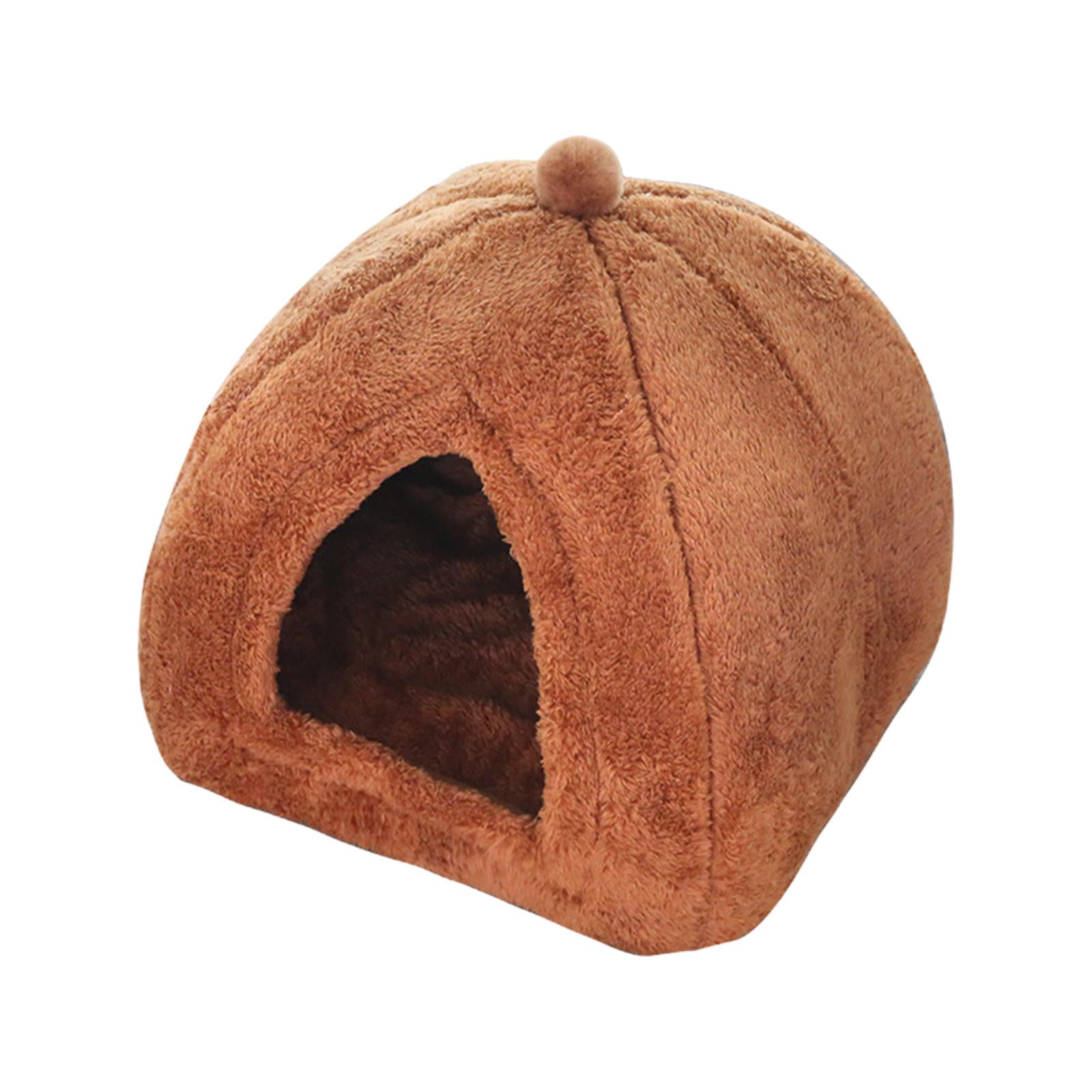 Magideal - Cama De Cueva Triangular Para Dormir Con Cojín Inferior Antideslizante Tienda De Campaña Para Cachorros Cama Cómoda Para Mascotas Casa Resto , Marrón L