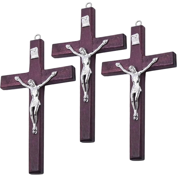 Crucifijo CHENGXIN de madera, 3 piezas, 4,7 x 2,7 pulgadas