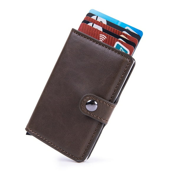 Billetera Tarjetero Cuero Pu Hombre Mujer Minimalista Color: Negro