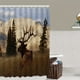 thumbnail image 3 of 1pc Mountain Elk Print Shower Curtain Set with 12 Hooks, Non-Slip Bathroom Rug, Toilet U-Shape Mat, and Toilet Lid Cover Pad - Stylish and Functional Bathroom Decor, 3 of 4