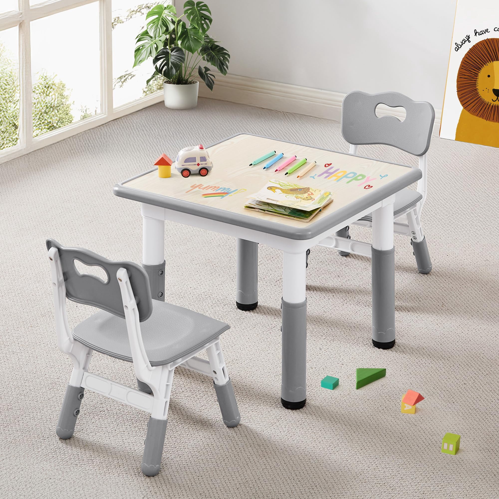 Set De Mesa Y Sillas Cufun Para Niños, Altura Ajustable De 2 A 8 Años