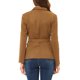 thumbnail image 3 of INSPIRE CHIC Blazer de trabajo de mujer con cinturón de imitación de ante, manga larga, abotonado, talla M, color marrón, 3 of 7