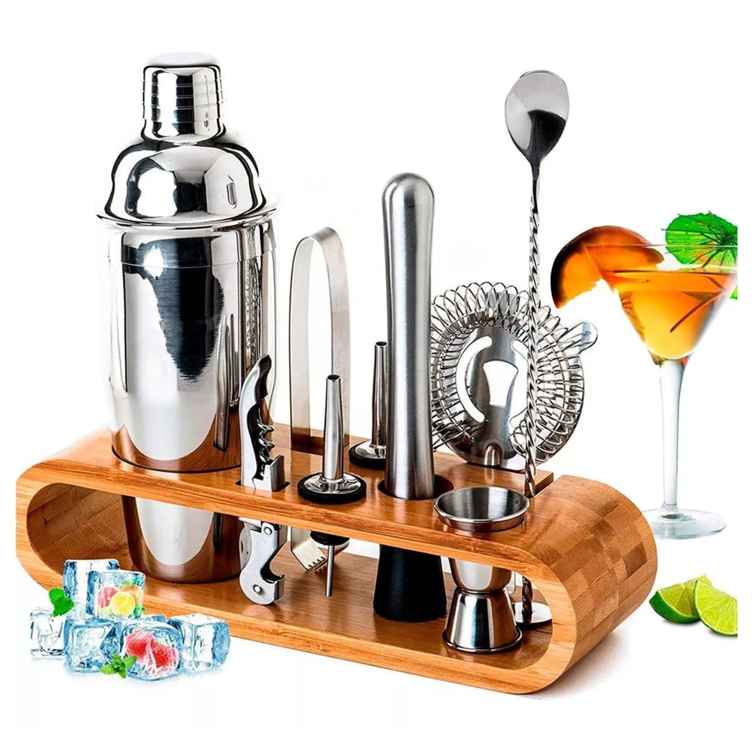 Disparo - Kit Coctelería 10 Piezas 16cm Acero Inoxidable Plata