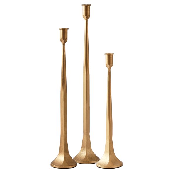 Juego de portavelas Denique Iron Taper Black, juego de 3 (dorado)