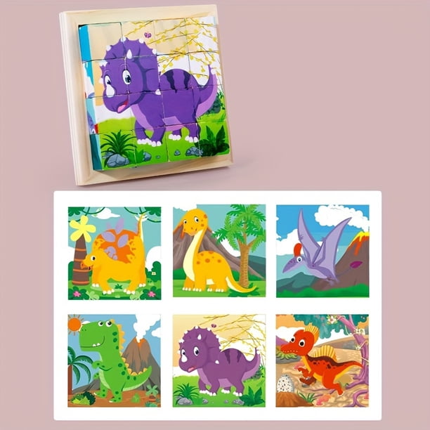 Wooden Block Puzzles Toddlers Kids Toys Montessori Learning Games Educational Interactive Toys For Preschool With Storage Tray - 6 Puzzles In 1