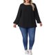 thumbnail image 4 of GRACIA Y GRANDEZA Disfraces de Halloween Blusa de Gasa con Lunares Suizos para Mujer Tallas Grandes Cuello Redondo Manga de Linterna con Detalles de Pompones 2X Negro, 4 of 8