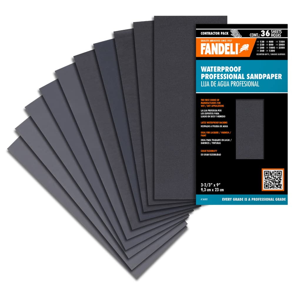 Papel De Lija Impermeable Fandeli, 36 Hojas, Grano 120-2500