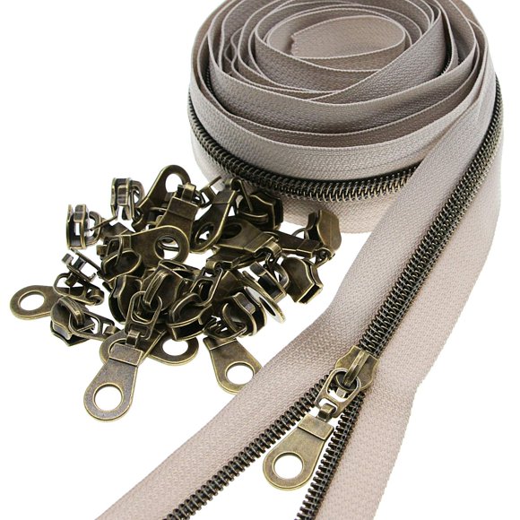 Bobina de nailon metálico Zipper Leekayer #5 con dientes de latón envejecido