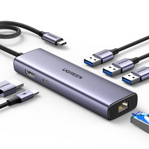Hub Usb C Ugreen Revodok 6 En 1 Con Hdmi 4K, Pd De 100 W, Ethernet