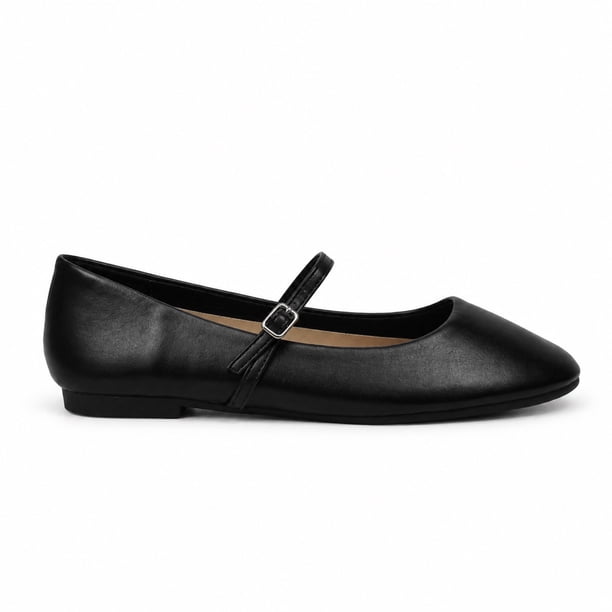 Ballerinas Mary Jane Mujer Negras con Hebilla Taco Bajo