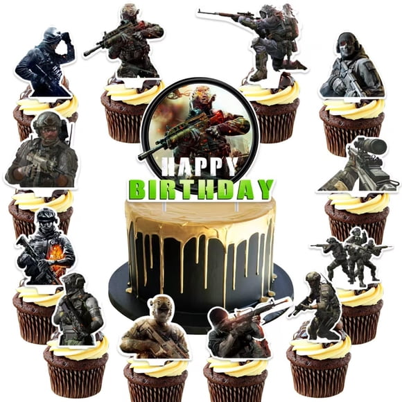 Set de suministros para fiesta de cumpleaños Call of Duty con 25 piezas