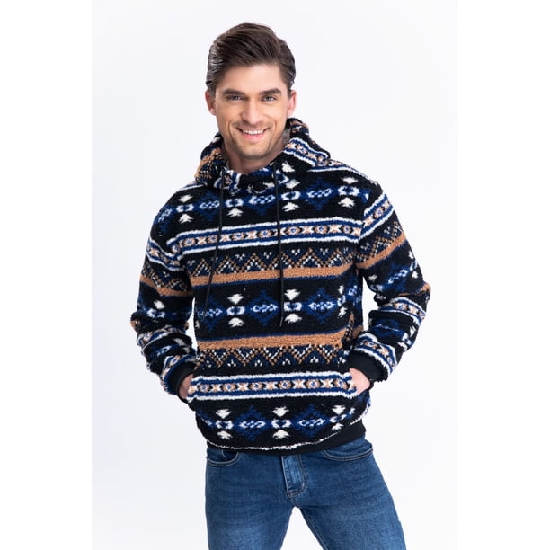 Polerón Canguro Hombre Forro Piel Étnico Otoño Invierno Capucha 7564
